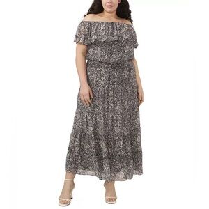NWT Vince Camuto Pluz Size 1X Off-The-Shoulder Tiered Maxi Dress